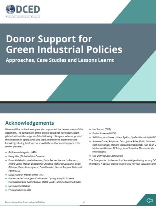 Donor support for green industrial policies