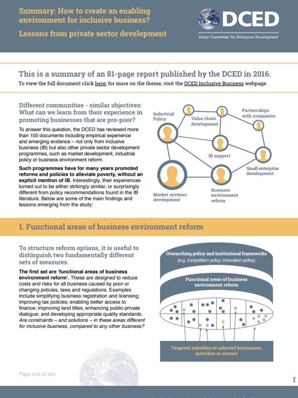 How to create an enabling environment for inclusive business? Lessons ...